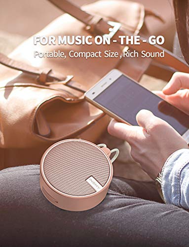 Image of INSMY C12 IPX7 Waterproof Shower Bluetooth Speaker, Portable Small Speaker, Speakers Bluetooth Wireless Loud Clear Sound Support TF Card Suction Cup for Outdoor Kayak Canoe Beach Gift (Cashmere Pink)