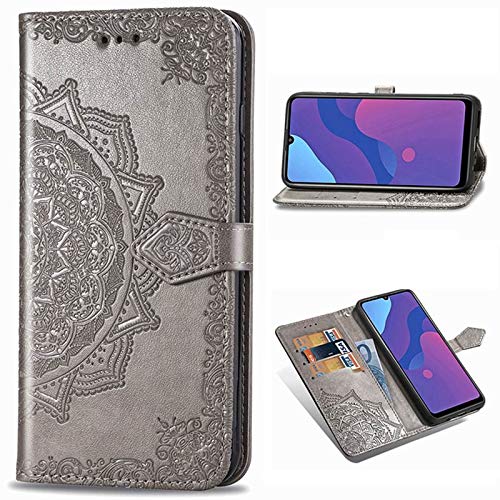 ClickCase Queen Series, Faux Leather Flower Embossing Wallet Flip case Magnetic Closure Flip Cover for Redmi 8 (Grey)