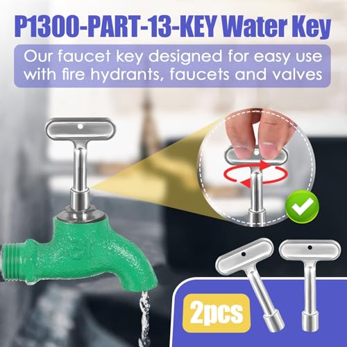 Image of 2 Pack Hydrant Key 3 /8 for Zurn P1300-PART-13-KEY Water Key, Fire Hydrant Water Spigot Key for Wall Hydrant Faucets Valves and Outdoor Hose Valves, Shut Off Tool for Faucet Water Hydrant