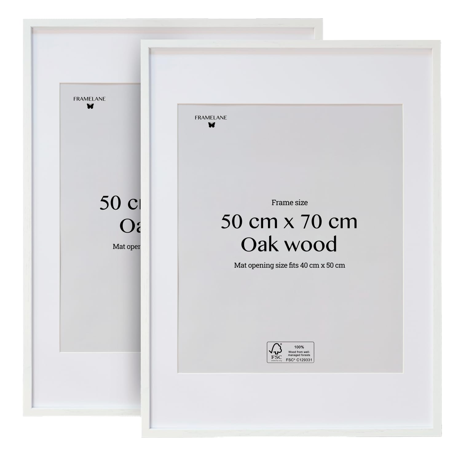 walther design Rovere Chiaro 50 x 70 cm con passe-partout, Cornice in Legno Fiorito EF070E