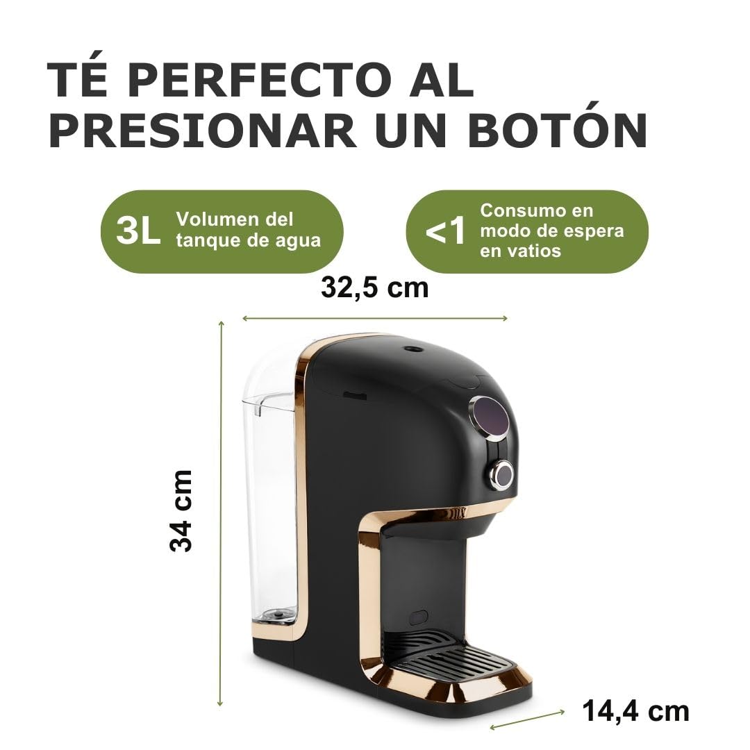 Máquina de té BRU Maker One, SIN cápsulas, dispensador de agua caliente y máquina de té en uno, té y agua filtrada con solo tocar un botón, sistema de limpieza automático