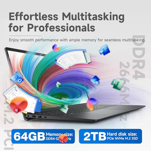 Image of Dell 15 Touchscreen Business Laptop, Intel 10-Core i7-1355U, 15.6 FHD 220nits Display, 64GB RAM & 2TB SSD, Windows 11 Pro, AI Copilot