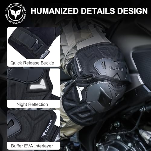 DUHAN Motorcycle Knee Pads Adjustable Motorcycle Knee Shin Guards Protector Gear for Motorcycle/Motocross/MTB/Racing/Skating - Thumbnail 4