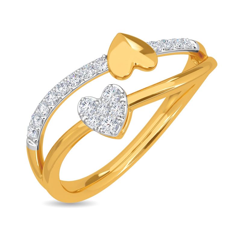 Image of KISNA 14k / 18k Real Gold & Diamond Ring | Diwali, Rakhi Rakshabandhan Gift for Sister /Bhabhi /Women | With Certificate of Authenticity & BIS-Hallmarked Gold Jewellery | Abha Diamond Ring