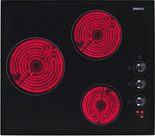 Beko HIC63100 hobs - Placa (Incorporado, Eléctrico, Vidrio, Giratorio, 5100W, 220-240V) Negro