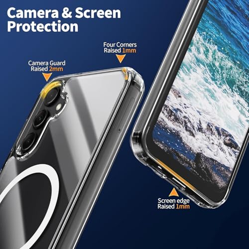 Image of DIZORO Magnetic for Samsung A55 5G Case Clear [Compatible with MagSafe][Anti-Yellowing][Built-in 4 Airbags][Military Grade Protection][Shockproof ] Samsung A55 5g Phone Back Cover (Clear)
