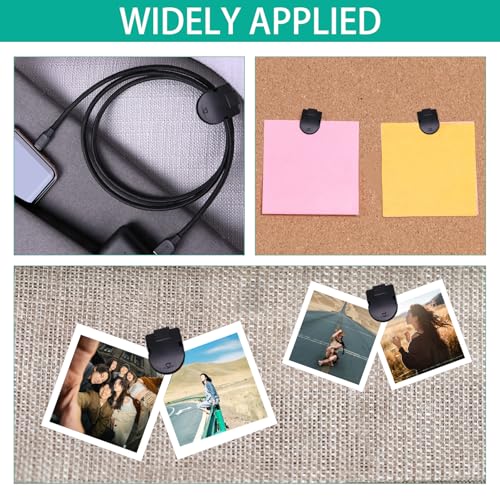 Image of 16pcs Cubicle Clips for Fabric Walls , Plastic Cubicle Hook, Push Pin Picture Hangers Panel Wall Clips for Hanging Photos Office Notes Memos Messages Frame (Black)