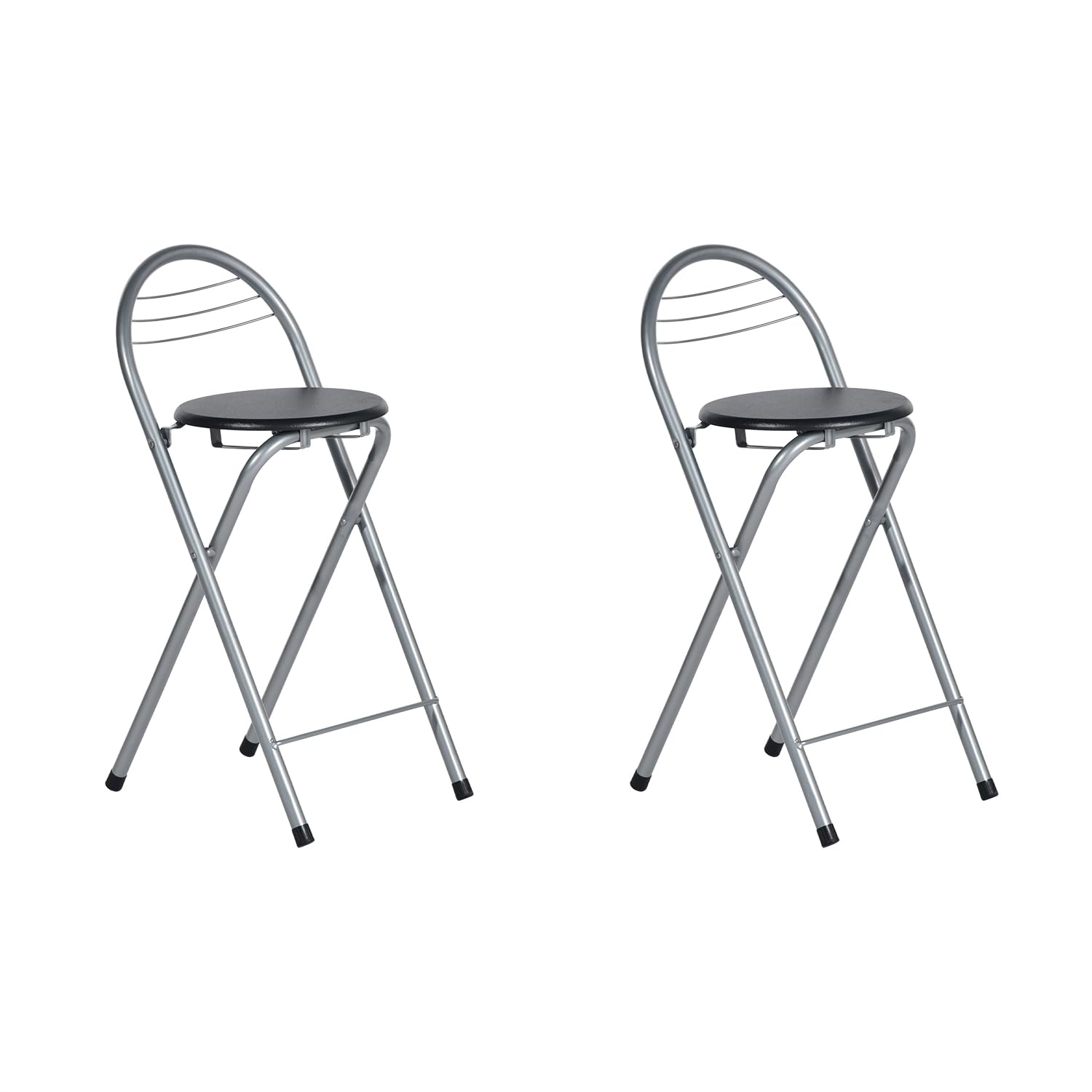 GOKHOMX - Taburete de bar plegable, juego de 2 taburetes de bar, plegable, 2 taburetes de bar, plegable, con respaldo, taburete alto plegable, para bar, cocina, jardín, balcón o exterior, negro y