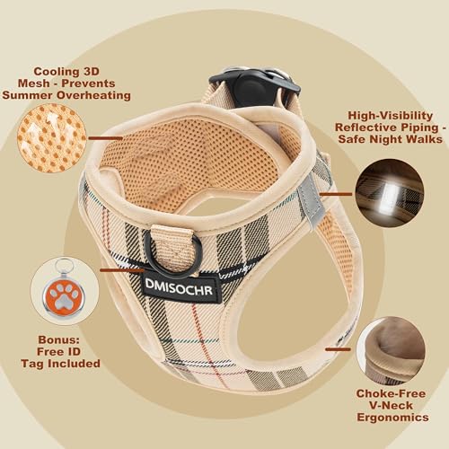 Escape-Proof Small Dog Harness - No-Choke Step-in Mesh Vest with 360° Reflective Strips, Soft Padded Breathable Harness for Anxious Dogs, Puppies & Active Breeds, Fits Corgi, Pug, Frenchie M - Image 4