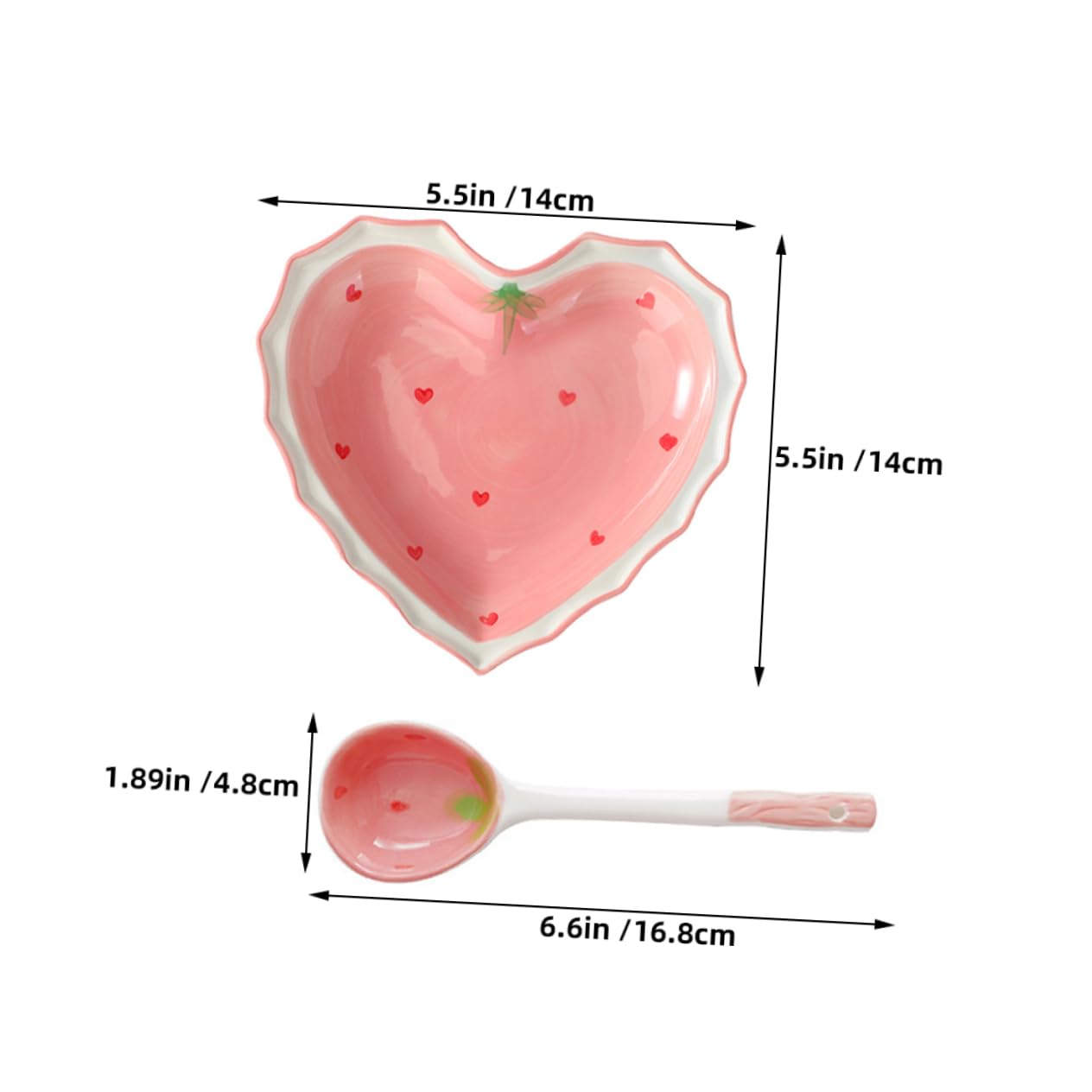 ABOOFAN Ciotola Cuore Cucchiaio in Ceramica Decorativa per Dessert e Frutta Forma Fragola Stile Kawaii Casa