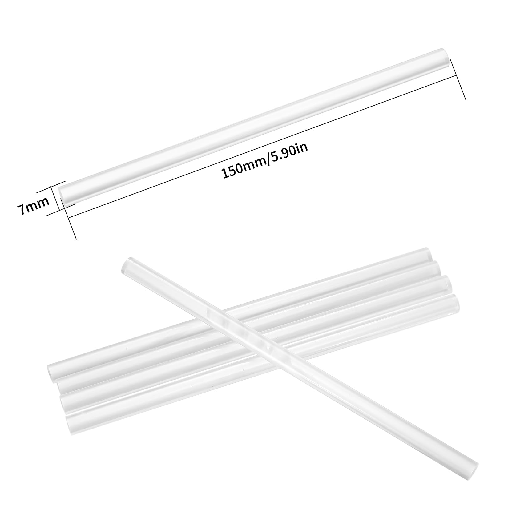124 Pz Stick Colla a Caldo 7mm x 150mm, Bastoncini per Pistole a Colla, Stick di Colla a Caldo Trasparenti ad Asciugatura Rapida, Bastoncini di Colla per Pistola, Fai da Te, Riparazione, Fissaggio
