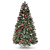 6ft christmas tree bupplee unlit artificial christmas tree w1400 branch tips easy assemble and foldable metal base green xmas tree indoor outdoor decorate for home office party holiday  urban country home decor