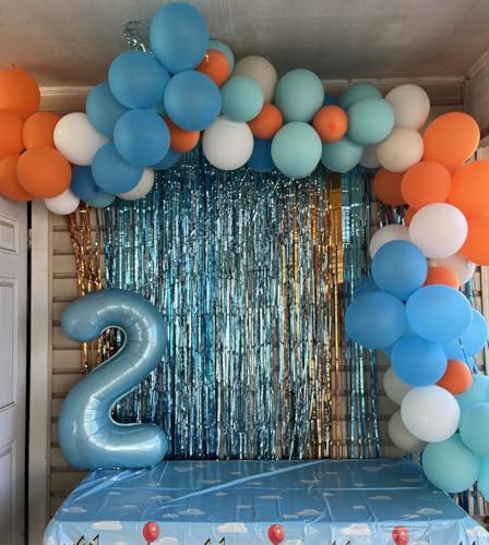 Image of 6 Balloon Numbers Birthday Decorations, 40In Pearl Blue Balloons for Party | Eye-catching Appearance, Perfect Decorative Centerpieces, Convenient Self-sealing Structure, Widely for Various Occasions