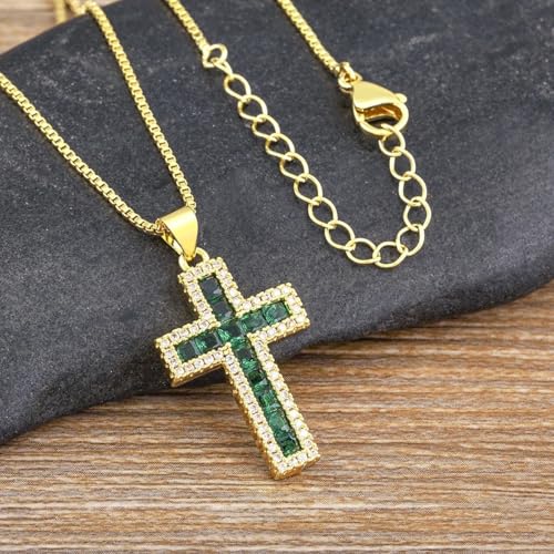 Collier pendentif croix multicolore de qualité supérieure serti de zircons - 7