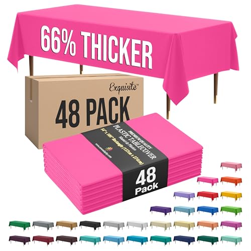 Image of Exquisite Hot Pink Rectangle Tablecloth 54 inchx108 inch - 48 Pack
