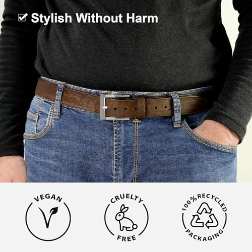 Men Cork Belt - Vegan Leather - Belt for Men Brown Black Color Durable, Adjustable, Non-Leather 1 1/8" for Casual Wear2