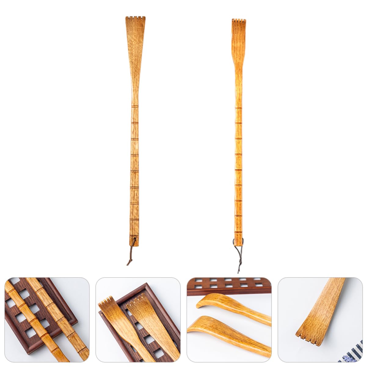 Beavorty Juego De 3 Rascadores De Espalda De 2 Piezas Con Mango De Madera Para Rascar El Cuero Cabelludo Para Un Fácil Cómodo Y