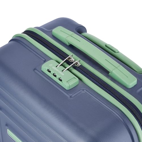 Image of uppercase Helix Solid (Cabin) 56Cm Textured Trolley Bag with Combination Lock, 8 Wheels, Eco Polycarbonate Luggage, Laundry Compartment, Durable Design for Travel - Suitcase for Men & Women Navy Blue