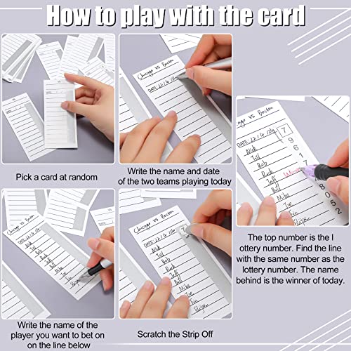 Junkin 160 Pieces 10 Line Strip Cards For Gambling Football Sports Strip Cards Pool Cards Cardstock Scratch Cards Pull Tabs Gambling Tickets For Soccer Box Game Betting (White) #TOP3