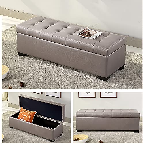 Banc ottoman meuble chaussures gris et tabouret à langer de salon