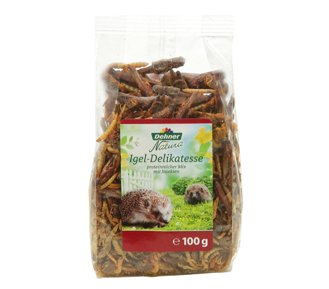 Dehner Natura Premium Igelfutter, Delikatesse für Igel aus Insekten, proteinreich / vitaminreich / natürliche Ernährung, 8 x 100 g (800 g)