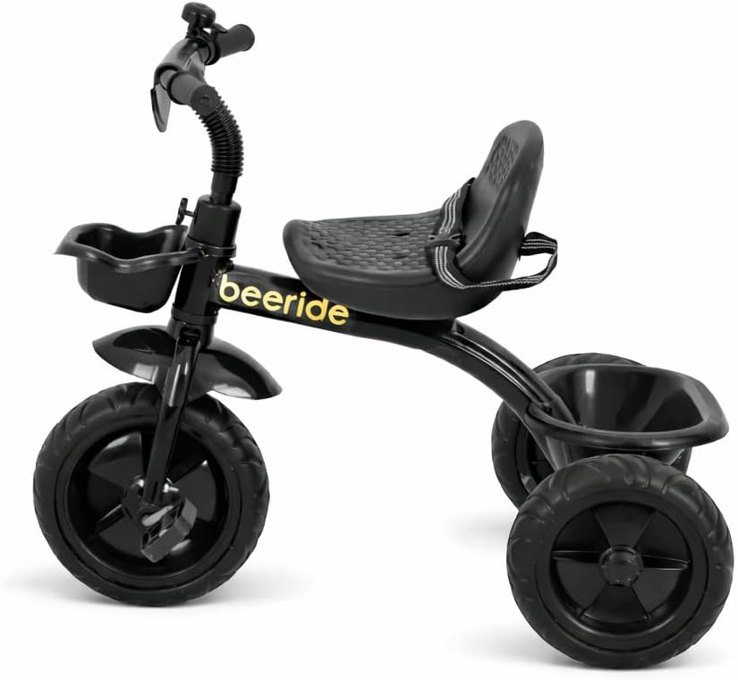 Smart & Safe Kids Tricycle with EVA Wheels, Storage Basket & Seat Belt | Kiddo 3-Wheel Tricycle Cycle for Toddlers Age 3–5 Years | Red Baby Tricycle for Boys & Girls (Black)
