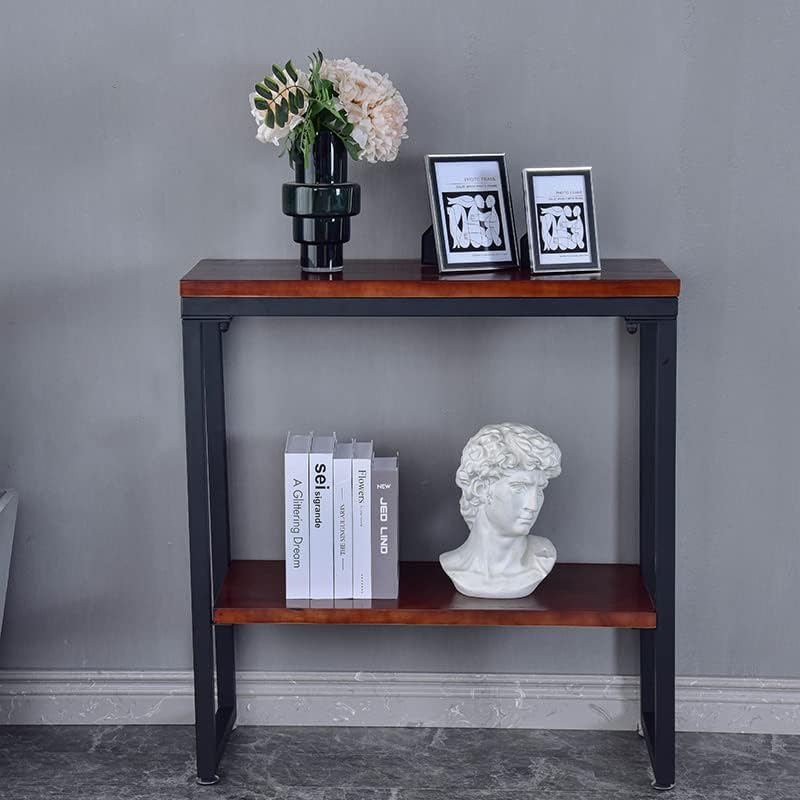 Miniatura 3 de Mesa consola de 2 niveles, mesa angosta, estante de mesa lateral estrecho, estante independiente con estantes de almacenamiento para sala de estar,