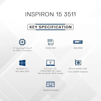 Dell 15 (2021) Intel I5-1135G7, 8Gb, 512Gb Ssd, Windows 11 + Ms