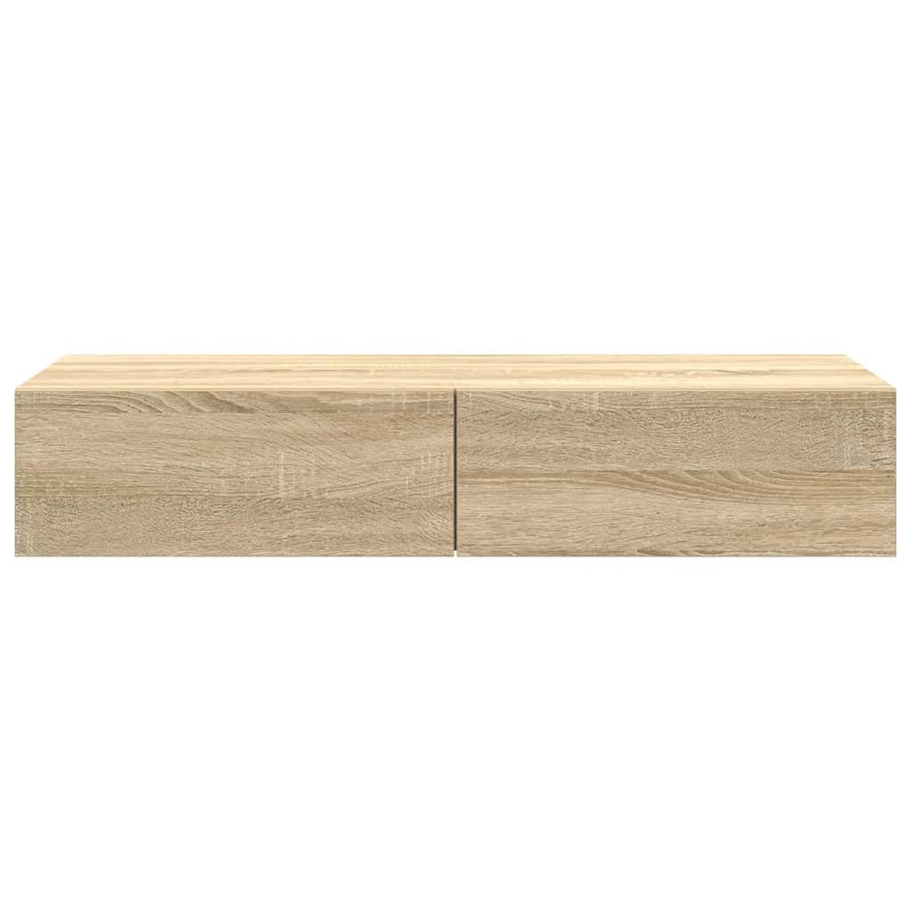 vidaXL Estante de Pared con cajones Madera contrachapada Roble Sonoma, Estante de Pared con gabinete, gabinete de Almacenamiento montado en la Pared, Unidad de Almacenamiento de Pared