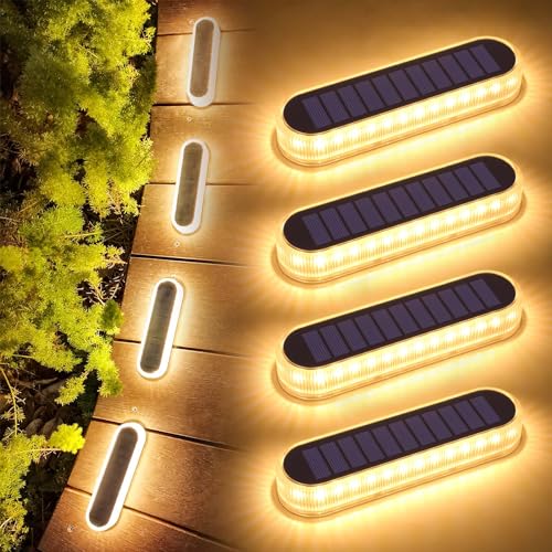 Lacasa Solar Bodenleuchten Aussen, 4 Stück Solarleuchten für Außen Warmweiß 2700K, Solarlampen LED Wegeleuchten mit Auto ON/OFF Lichtsensor für...