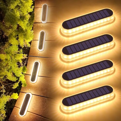 Lacasa Solar Bodenleuchten Aussen, 4 Stück Solarleuchten für Außen Warmweiß 2700K, Solarlampen LED Wegeleuchten mit Auto ON/OFF Lichtsensor für Garten Rasen Terrasse Hof Auffahrt, IP68 Wasserdicht