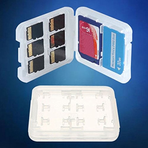 Preisvergleich Produktbild LNIMIKIY Kunststoff-Aufbewahrungsbox für Speicherkarten, doppelschichtig, mit 8 Kartenfächern, Micro TF / MSPD-Karten, Weiß