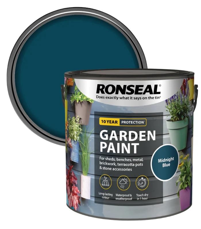 DUAYRA Garden Paint 2.5L | Quick Drying Outdoor Paints | All Purpose Long Lasting | Multicolor Water Based | Water Resistant Weatherproof Matt Finish | For Brickwork, Metal, Wood (Midnight Blue)