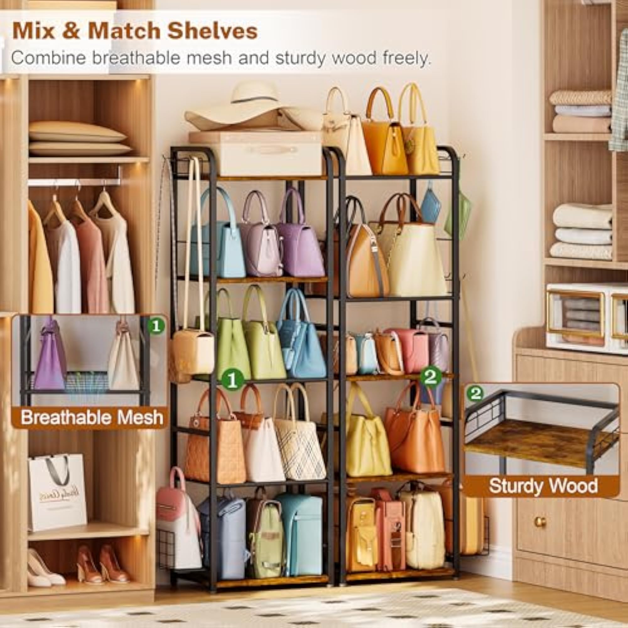 5-Tier Purse Organizer, Elegant Storage Solution