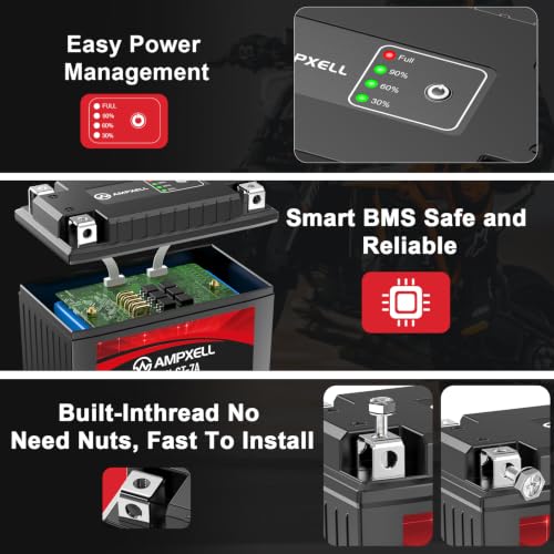 Image of YTX7A-BS Lithium Motorcycle Battery, 12V 4Ah 240 CCA 1.98 lbs Lightweight, Powersports Replacement for ATV UTV Scooter Generator,Compatible withhonda eu3000is battery