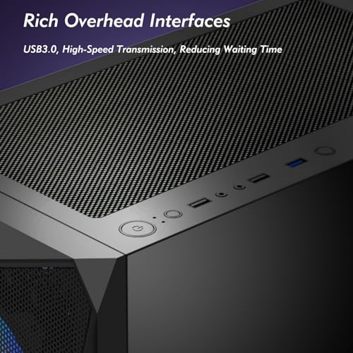 Gabinete de computadora XLTFUC Mid-Tower M-ATX/ITX con panel lateral de vidrio templado y soporte vertical para GPU, compatible con refrigeración líquida (Negro) miniatura 5