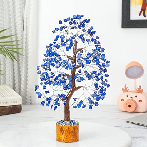 Image of Crocon Lapis Lazuli Crystal Tree of Life Birthday Gift for Men, Dad 10-12 inch | Friends Healing Crystals Spiritual Blue Shelf Crystal Decor Feng Shui Table Decor Gifts for Men Housewarming Home Decor Gift