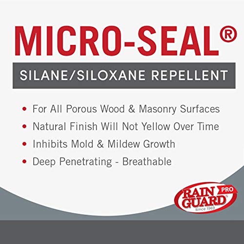 RAIN Guard PRO - Micro-Seal - Penetrating Water Repellent Protection for All Porous Wood and Masonry Surfaces - Pro Grade Silane/Siloxane Waterproof Coating - Natural Finish - Concentrate Makes 1 Gal