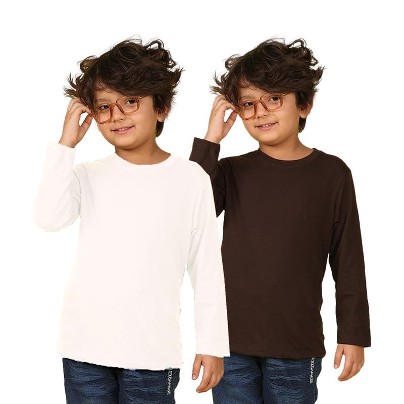 Image of Nusyl Boys Solid Cotton Blend Tshirts - Soft & Comfortable Full-Sleeves T-Shirts | Casual Wear for Kids & Teen Boys | Full Sleeves T-Shirts |- NUBCTSF001-PO2-1