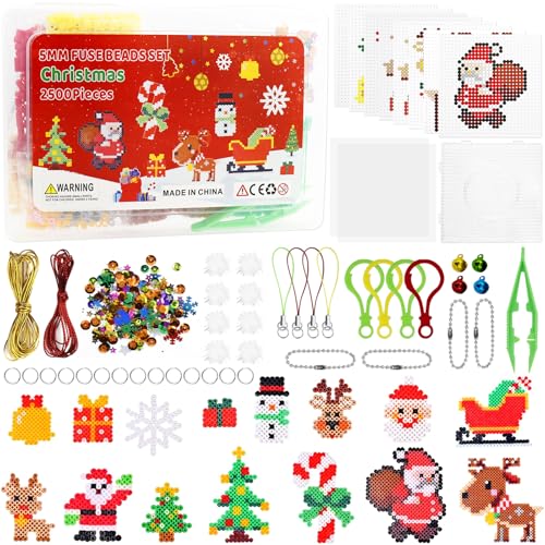 2500 Stück Bügelperlen Weihnachten,5mm Bügelperlen Weihnachten...