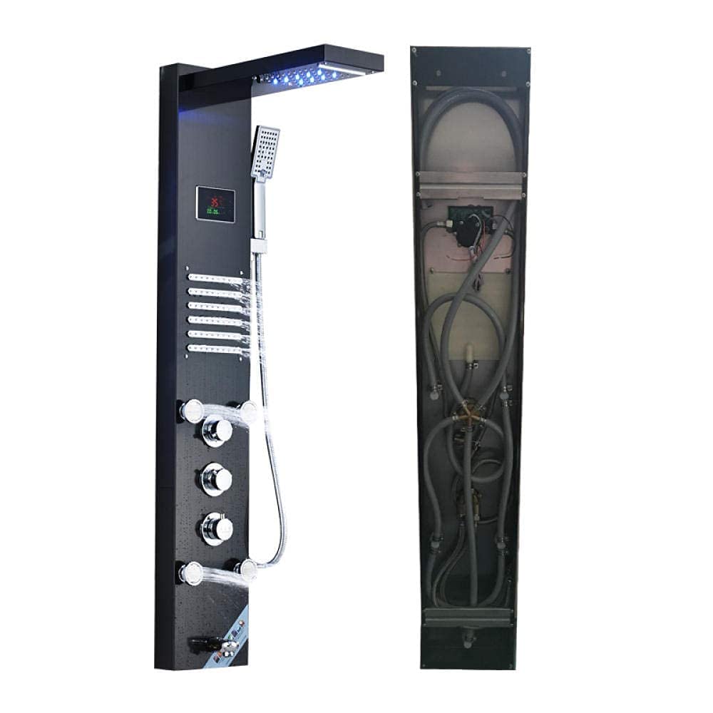 de Grifo de Ducha de Lluvia y Cascada LED, chorros de Masaje de Acero Inoxidable con Boquilla de bañera de Ducha de Mano para Columna de Ducha