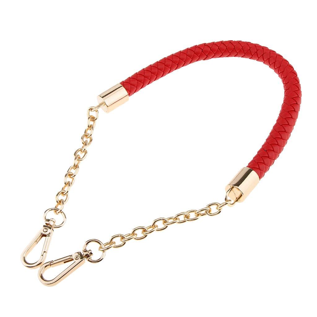 nivaa Metal PU Leather Braided Bag Strap Handle Bag Chain Replacement 60cm Red-picture-42