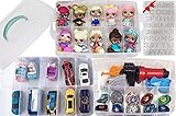 HOME4 No BPA Storage Organizer Carrying Case Box 30 Adjustable Compartments Compatible with Small Dolls LOL Toys Bead Beyblade Hot Wheels Tool Craft Sewing Jewelry Hair Accessories (Clear)