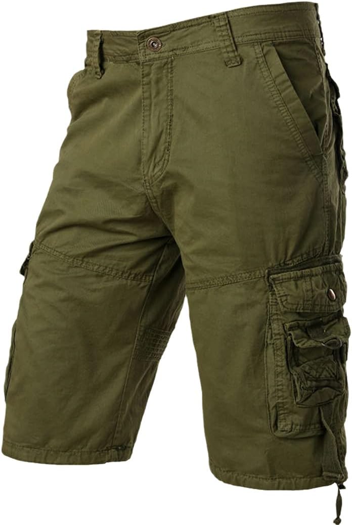 Gray Camo Cargo Shorts, Men Cotton Short Pants, Comfortable Bermuda Fit Multi-Pocket Short Pantalon Corto Hombre