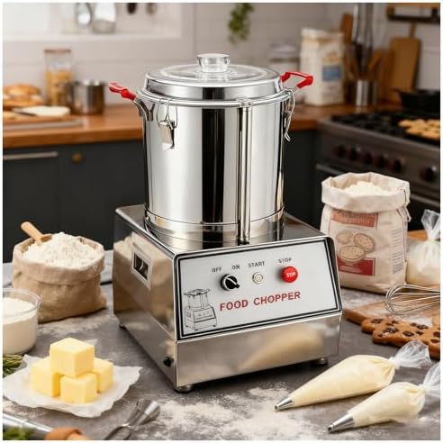 Powerful 550W/750W/1100W/1400W Commercial Food Processor - Electric Vegetable Chopper & Meat Grinder, 1400 RPM, 7L Stainless Steel Bowl for Vegetables, Fruits & Meat