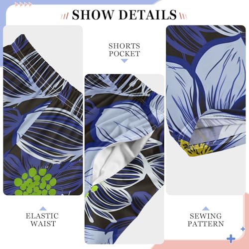 J JOYSAY Blossom Foliage Dark Blue Pajamas Pants Soft Long Pajama Bottoms Lounge Sleep Pants Size S-XL4