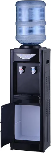 Top-Loading Water Cooler Dispenser, Hot & Cold Water, Holds 3/5 Gallons Bottles, Water Dispenser with Child Safety Lock Removable Drip Tray & Storage Cabinet for Home, Office
