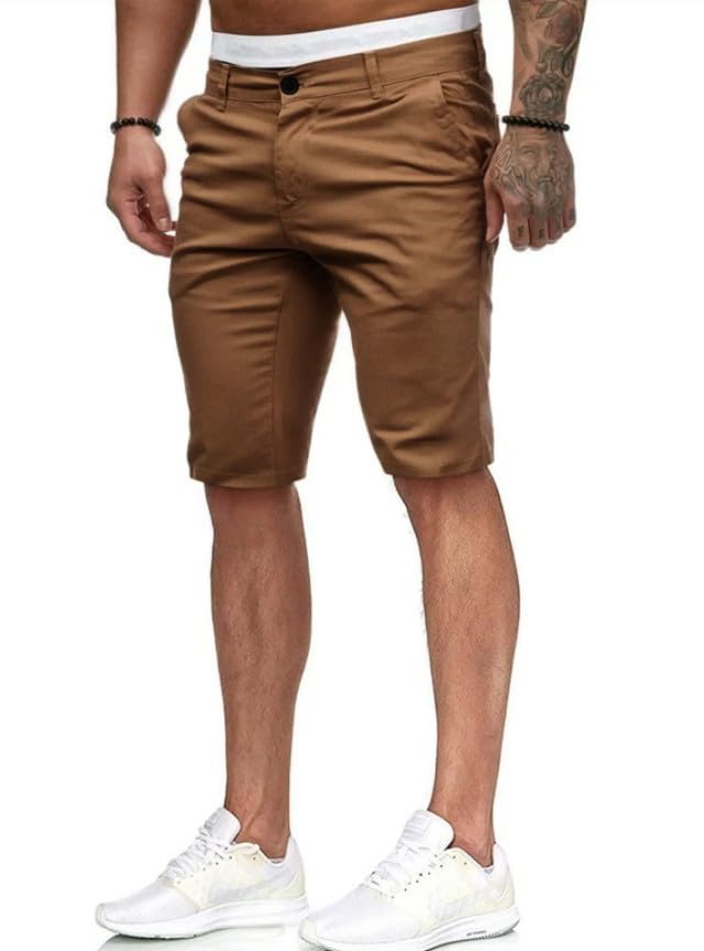 Image of HUNGSON Mens Slim Fit Shorts Stretch Chino Short Pants