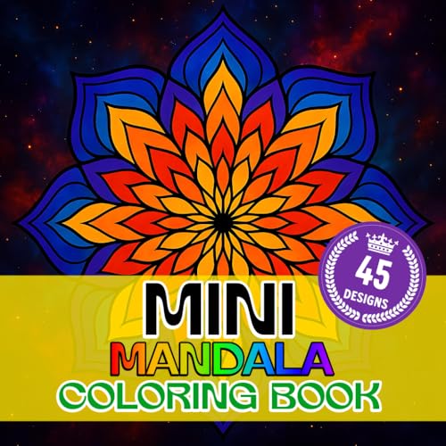 Mini Mandala Coloring Book: Symmetrical 45 Simple Designs For Stress Relief And Calm To Kids Adults And Seniors image 2