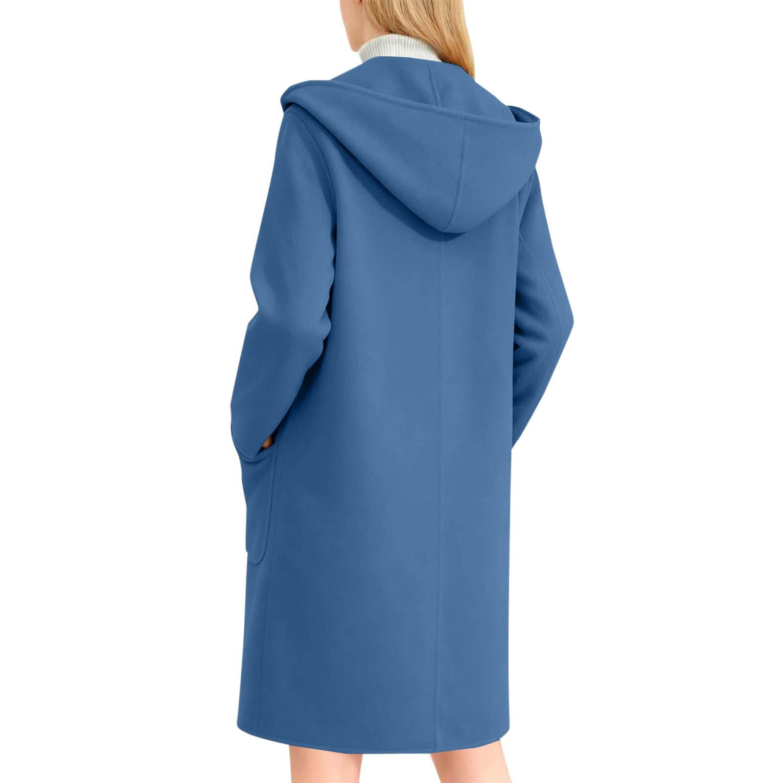 Generisch Wintermantel Damen Lang Warm Elegante Mit Kapuze Taschen Und Knöpfen Winterjacke Mittellang Herbst Übergangsjacke Gefütterte Wollmantel Freizeitjacke Mode Outdoorjacke